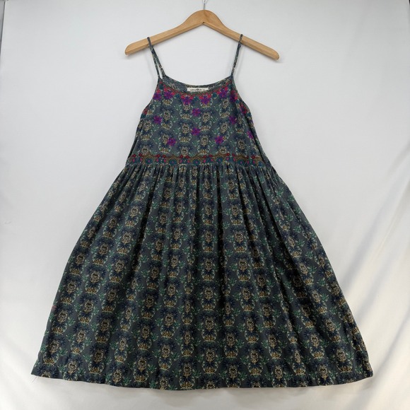NATURAL LIFE Dresses & Skirts - Natural Life Boho Floral Embroidered Rayon Midi Sundress Grey Pink Small